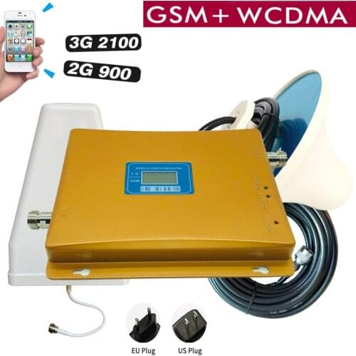 3G WCDMA 2100MHz GSM 900Mhz Dual Band Cellphone Cellular Signal Booster GSM 900 2100 UMTS Signal Repeater Amplifier