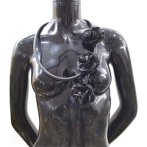 YD&YDBZ Fabric Flower Shape Choker Necklace Charms For Ladies Bohemia Rubber Rope Statement Necklaces Emo Clothes Jewelry