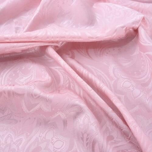 114CM Wide 25MM Floral Jacquard Pink Silk Cotton Fabric for Spring Summer Bedding Suit Dress Jacket H497