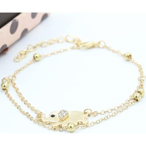 Womens Jewelry Double-layer chain cute elephant pendant Foot Chain