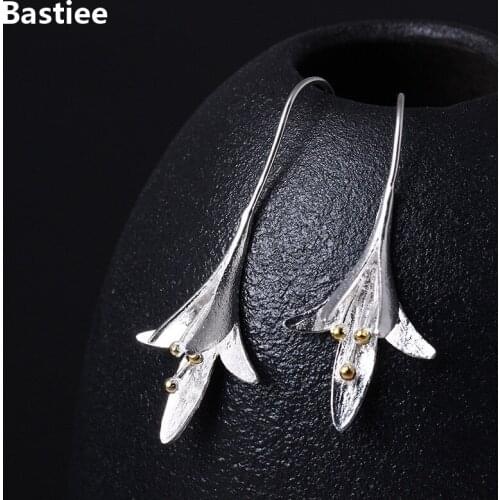 Bastiee Morning Glory Flower Drop Silver Earrings 925 Women Jewelry Dangle Earings Antique Gifts