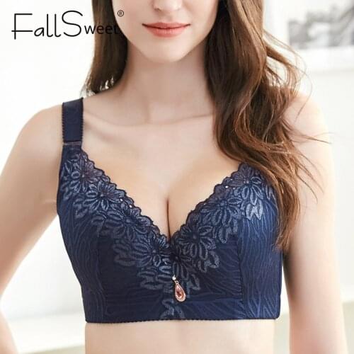 FallSweet Sexy Adjustable Plus Size Bras for Women Lace Push Up Bra D E Cup Underwire Brassiere Female Lingerie