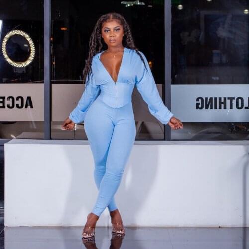 Adogirl Women Two Piece Outfits Long Sleeve Corset Top + Pants Sets Fashion Tracksuit Matching Sets Jogging Femme Plus Size