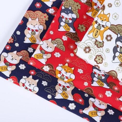 100%Cotton fabric Cartoon lucky Shiba Inu dog printing cloth cotton bronzing fabric clothing DIY Needlework handmade sewing