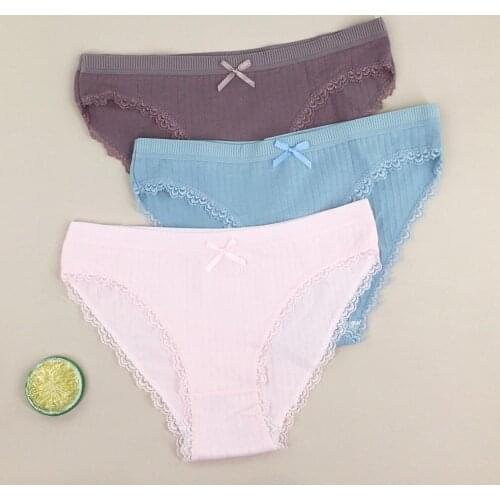 3 Pcs / Lot New Arrival 2021 Underwear Women Cotton Briefs Panties M L XL 9397