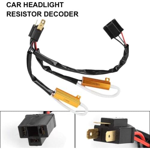 50W H4/9003 HID Car Load Resistor Error Canceller LED Decoder Canbus Free Wiring Canceller Dual-Relays H/L Beam Load Resistors