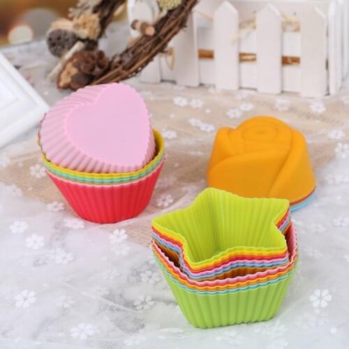 6Pcs New Silicone Mold Heart Cupcake Mold Muffin Baking Nonstick and Heat Resistant Silicone DIY Cake Molds