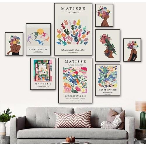 Matisse Abstract Girl Hand Flowers Coral Nordic Posters and Prints Wall Art Canvas Painting Wall Pictures for Living Room Decor