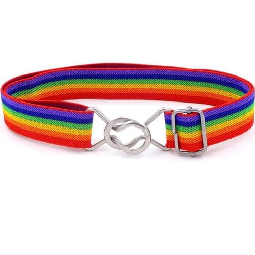 Kid Elastic Knitted Belt For Boys Girls 1Inch Wide Easy Chirldren Toddler Web Waistband Cummerbund Fabric Rainbow Waistband belt