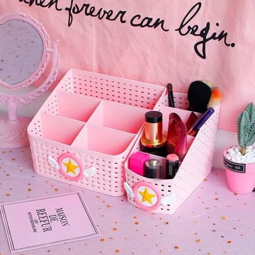 DIY Creative Sailor Moon Plastic Drawer Storage Box Action Figure Cartoon Sakura Luna Cat Girls Desktop Tissue box Makeup Case