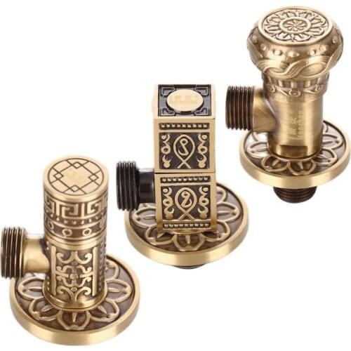 European Antique Brass Triangle Valve Water Control Faucet Stop switch Washing Machine Toilet High Quality Bathroom Accessories