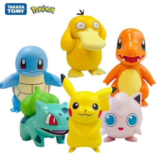 Takara TOMY 6 styles Pokémon Charmander Cleffa Pikachu Bulbasaur Squirrel Series Pokémon Model Statue Doll Toy Creative