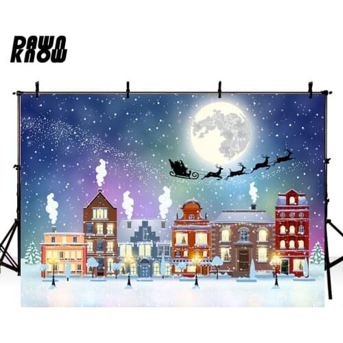 DAWNKNOW Merry Christmas Cartoon Reindeer Fond Photo Background Fotografia Photography Backdrop Photocall Children Studio lv834