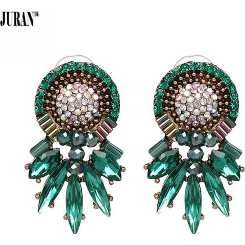 JURAN New Colors Charm Rhinestone Statement Earrings Bohemian Holiday Jewelry Shiny Cute Stud Earrings For Women Wedding Gifts
