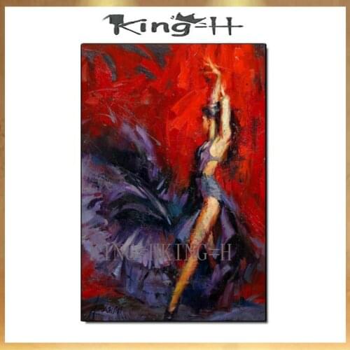 High Quality Wall Decor Artist Hand-painted Impressionist Spain Dance Flamenco Oil Painting on Canvas Vivid Dancer Painting