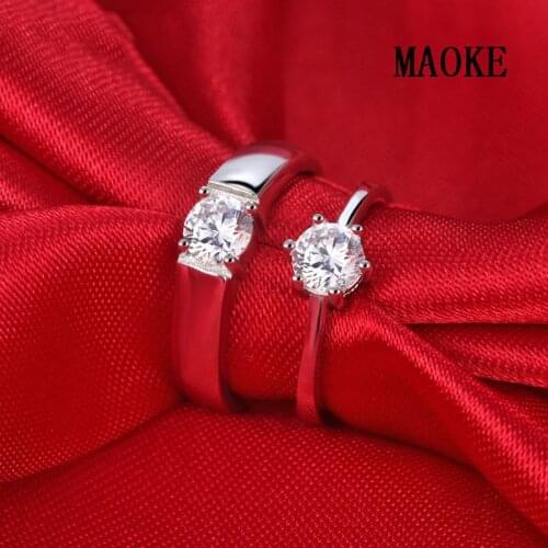 Promotions S925 Sterling SV Eternal Vow Opening Couple Ring Six-Claw Zircon Rings Fashion Jewelry for Womens Fashion Gifts