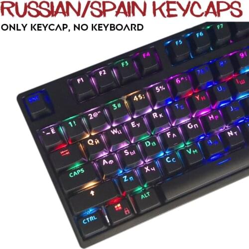 Spain/Russian Backlig Keycaps for Mechanical Keyboard MX Switches DIY Replacement Transparent Support Led Lighting Keycaps