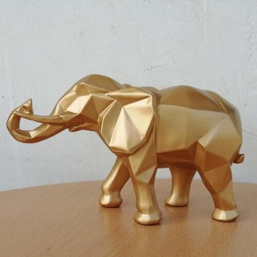Fashion Abstract Gold Black And White Elephant Statue Resin Ornaments Home Decoration Gifts Geometric Elephant Sculpture Crafts