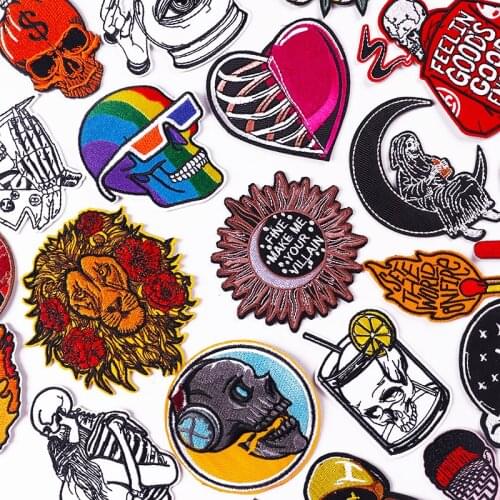 Punk Animal Patch Hippie Skeleton Embroidered Patches For Clothing DIY Biker Skull Badges Patches On Clothes Jeans Applique