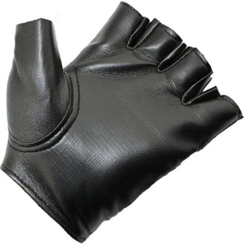 Synthetic Leather Black Driving Motorcycle/Bicycle Fingerless Gloves Men Women Gloves Fashion Half Finger Gloves Punk Rock