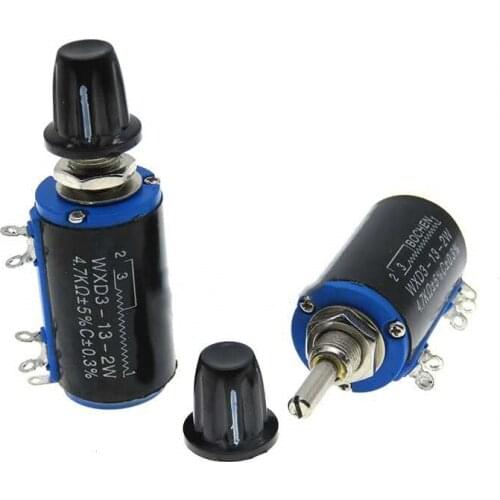 1PCS WXD3-13 2W Potentiometer + 1 knob 100 200 220 470 680 1K 2.2K 3.3K 4.7K 5.6K 6.8K 10K 22K 33K 47K 100K Ohm WXD3-13-2W