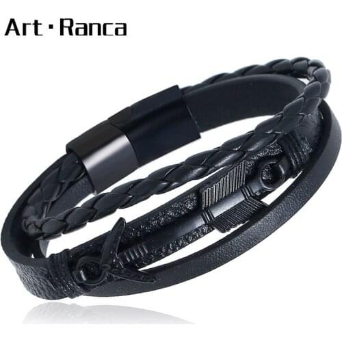 Popular leather sailor anchor Bracelet punk bracelet for men in handmade bars