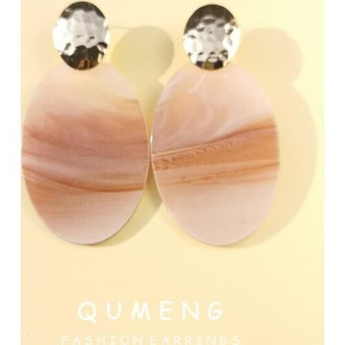 QUMENG korean New Statement stud Earrings For Women Fashion Gold Earrings Acrylic Geometric Flesh metal Earring 2020 big Jewelry