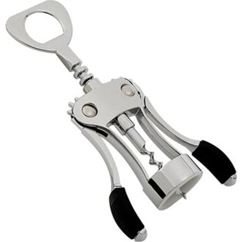 Professional Stainless Steel Wine Bottle Opener Handle Pressure Corkscrew Red Wine Opener Kitchen Accessory Bar Tool 301-0653