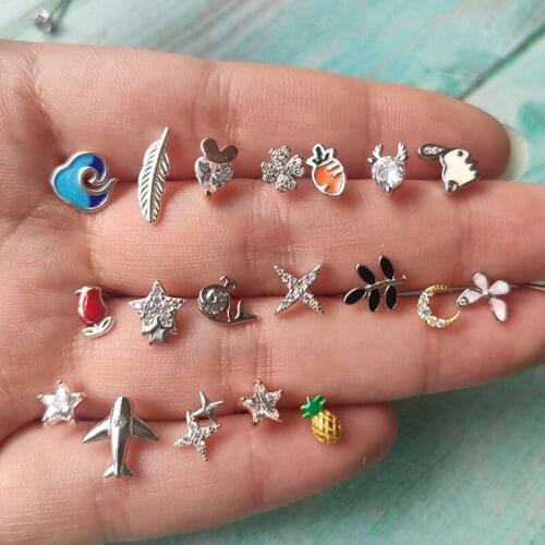 PONYKISS Trendy 925 Sterling Silver Flower Animals Fruit Stud Earrings for Woman Fine Jewelry Wholesale Minimlist Accessory Gift