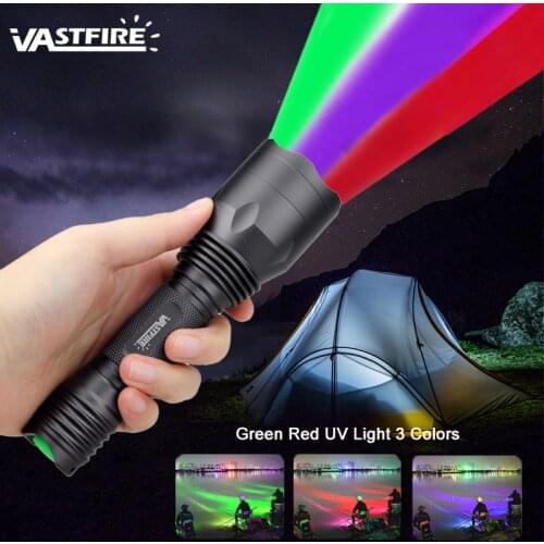 Tactical Green/Red/ UV Outdoor Flashlight Blood Tracker Hog Tactical Remote Pressure Switch Weapon Light For Hunting Fishing