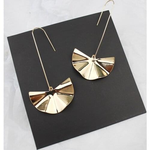 Timlee E253 New Originality Exaggeration Irregular Geometry Fan-shape Metal Drop Earrings Popular Jewelry Wholesale