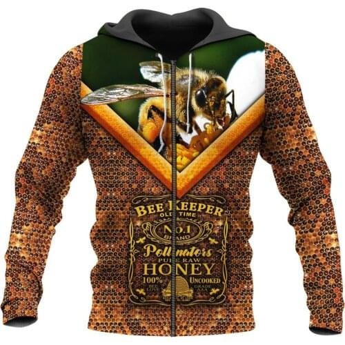 Bee Keeper 3D Full Printed Zipper Hoodie Autumn Unisex Casual Harajuku Sweatshirt New Fashion Hip-hop Hoodie DLL20