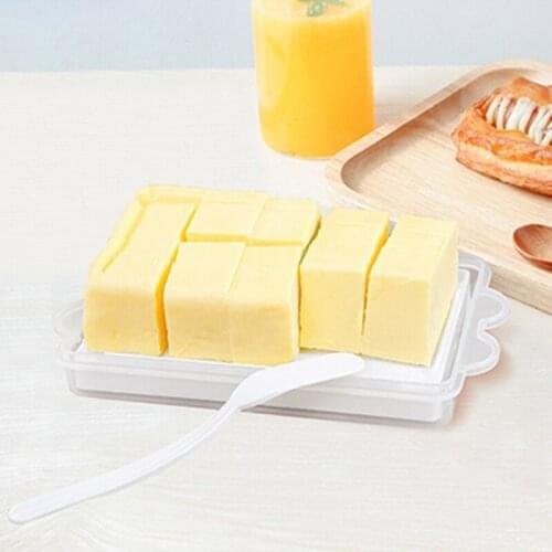 W3JA Butter Dish Box Holder Tray with Lid Knife Cheese Server Crisper Clear Container