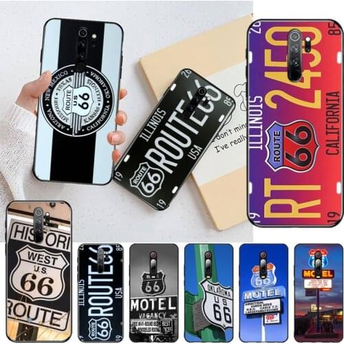 YJZFDYRM American route 66 Coque Shell Phone Case for Redmi 8A Note 9 8 8T 7 6 6A 5 5A 4 4X 4A Go Pro