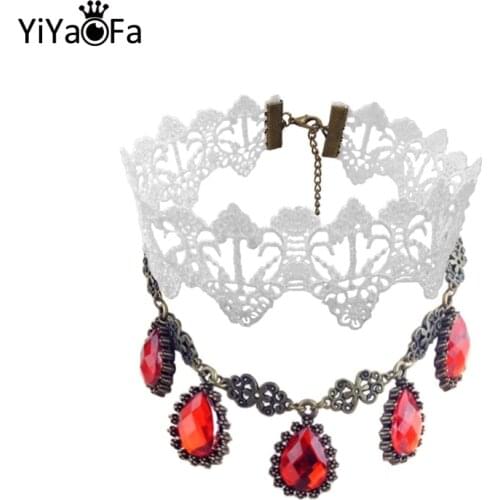 YiYaoFa Gothic Jewelry Vintage Lace Necklace & Pendant Women Accessories Choker Necklace False Collar Statement Necklaces GN-71