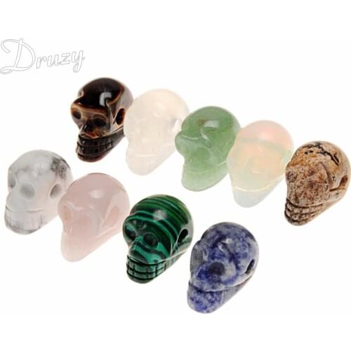 Druzy wholesale Natural Stone Skull Pendants For Jewelry Making For Women Beads Punk Skull Charm Pendant 5pcs/lot Free Shipping