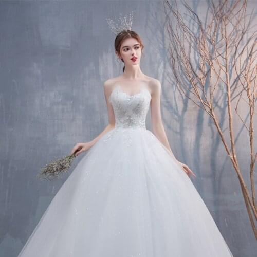 New white simple thin design sleeveless sweat floor length long wedding dress princess bridal gown marriage dress free shipping