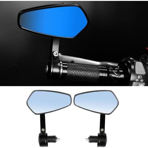1 Pair Of 7/8" Motorcycle CNC Billet Aluminum 22 Handlebar Bar End Mount Glare Rearview Sports Side Mirrors