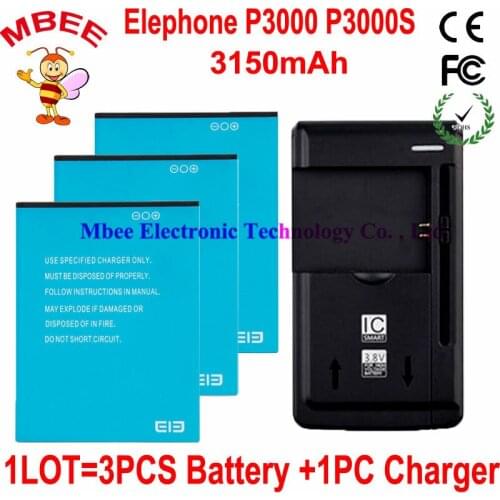 1LOT=1PC Universal Dock Charger +3PCS 3150mAh Elephone P3000 P3000S Battery Batterie Bateria Batterij Accumulator AKKU PIL
