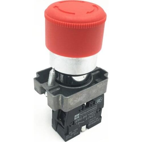 10pcs XB2 BS442 Red Mushroom Head Emergency Stop Pushbutton Switch Turn to Release 1 NC Rotate Reset 22mm Mounting Hole