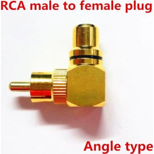 10pcs/lot Gold plated Brass RCA plugs male to female adapters audio cable 90 degree right angle jack connector