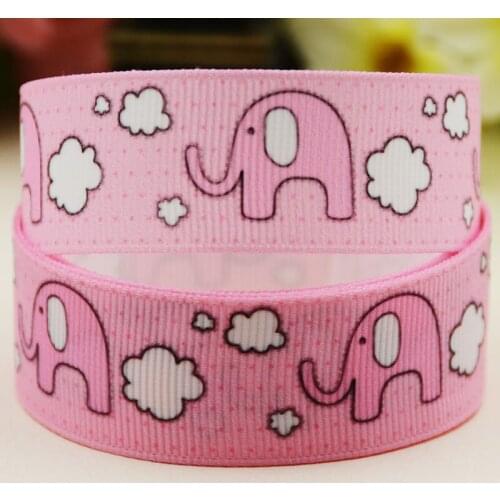 22mm 25mm 38mm 75mm Elephant Cartoon pattern printed Grosgrain Ribbon party decoration 10 Yards X-04067