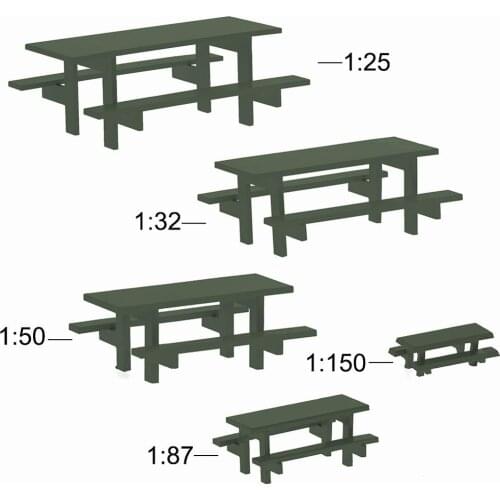 5pcs/10pcs Model Train G O HO N Scale Model Table Chair Moss Green Camping Outdoor Table Bench Settee Model Scenery