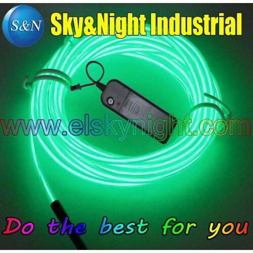 8 Set / Lot) Green Color-5M Flexible Neon Light EL Wire Rope Tube with Controller +Free Shipping