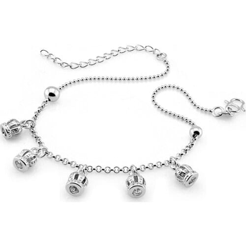 925 sterling silver crown anklet for women,fashion design Summer foot jewelry girls birthday gifts