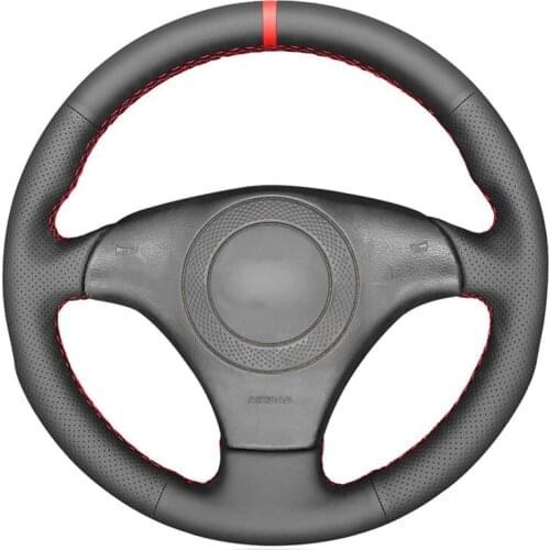 Black Artificial Leather Red Marker No-slip Car Steering Wheel Cover for Audi TT (8N) 1998-2001 A8 S8 (D2) 1998-2002 S4 (B5)