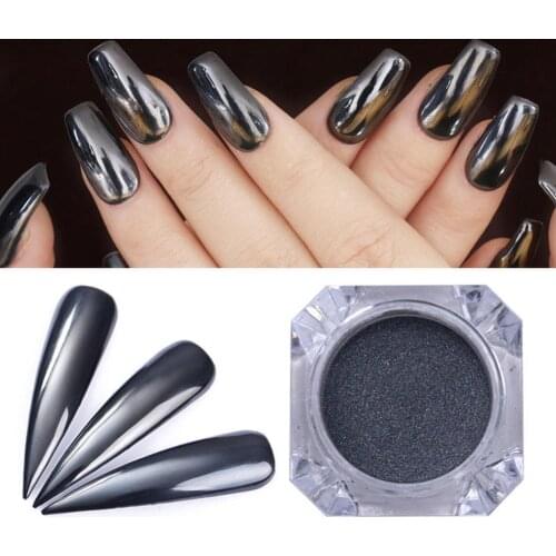 Black Mirror Effect Shinning Glitter Pigment Dust Women Party Nail Art Powder