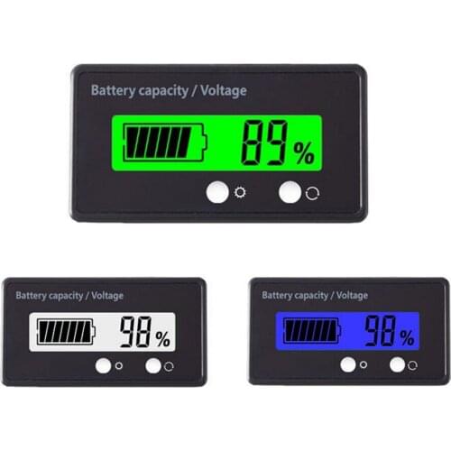 Digital Battery Monitor Backlit Car Lead Acid Lithium Battery Capacity Tester Voltmeter Voltage Meter Percentage Level Indicator