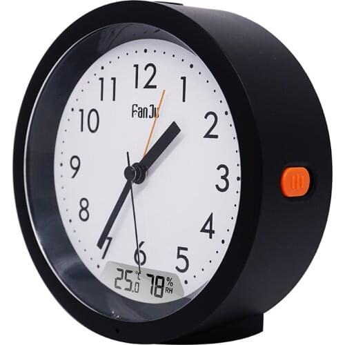 FanJu FJ5132 Alarm Clock Digital LED Needle Round Clock Temperature Humidity Display with Backlight Electronic Desk Table Clocks