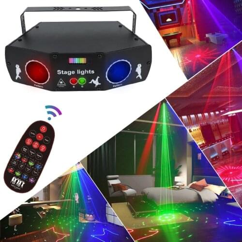 5 Eyes 3 in 1 Disco Dotating Voice Control Laser atmosphere Light 15W Laser Stage Light Family Party Birthday KTV